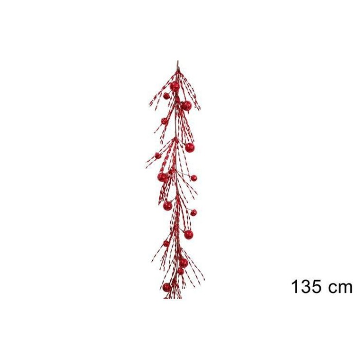 GHIRLANDA 135CM FILI LAMINATI E PALLINE ROSSE